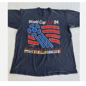 WORLD CUP SOCCER Vintage 1991 USA 94 Graphic T Shirt Single Stitch Size XL